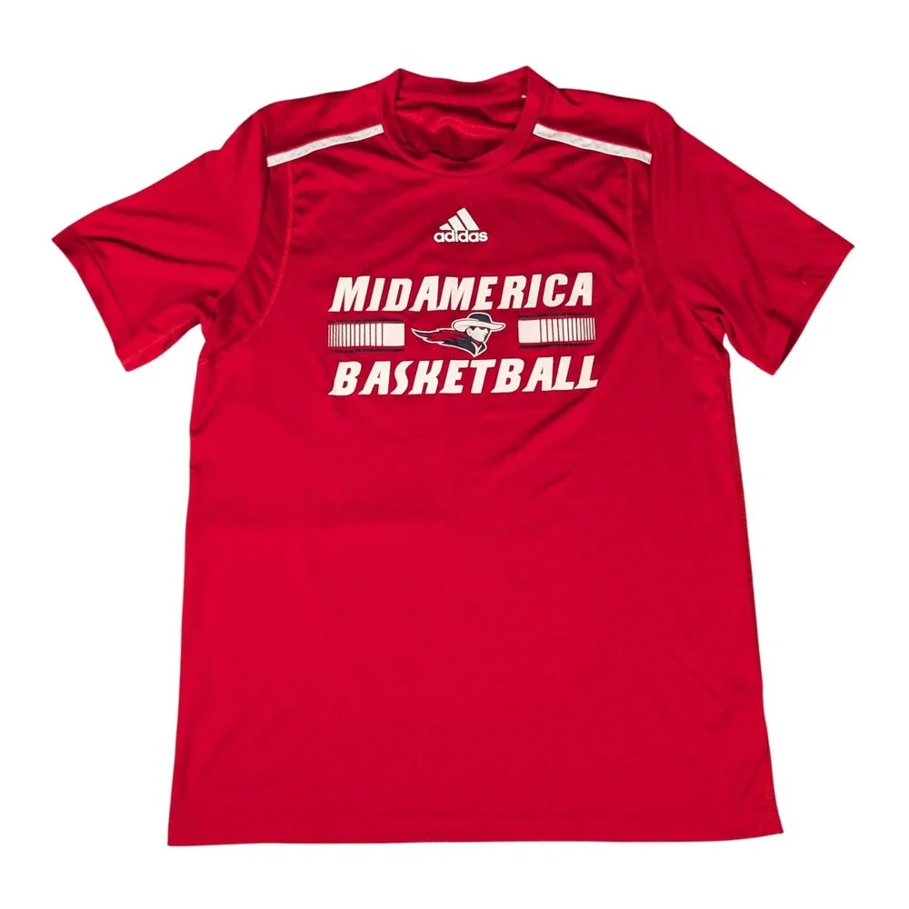 Adidas MidAmerica Nazarene University Pioneers Basketball Red Shirt HG4960 Mens - Picture 2 of 11